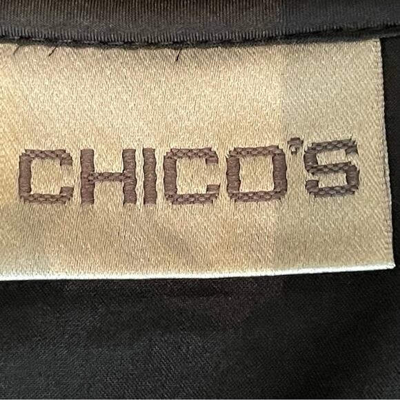 Chico’s Brown W Black Silk Trim Neutral Minimalist Jacket NWOT Size 8 - Picture 10 of 14